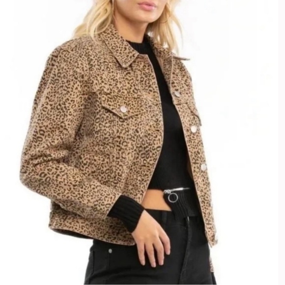 Brunette the label Leopard Print Jean Jacket - Size M/L - Picture 2 of 3